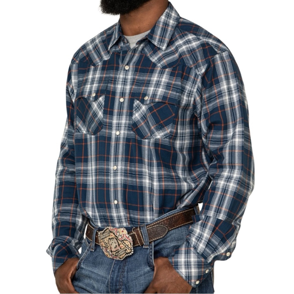Ariat Men's Hermosa Retro Plaid Long Sleeve Western Shirt 100% Cotton Size L
